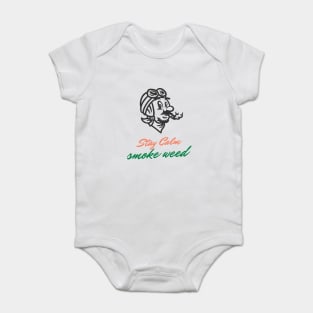 stay calm smoke weed Mario classic cartoon Baby Bodysuit